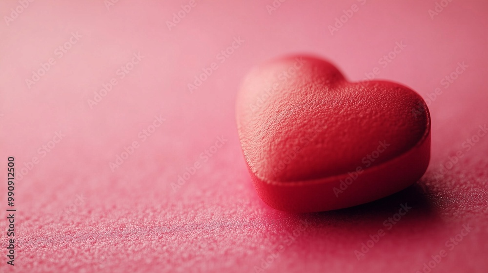 A vibrant red heart rests on a soft pink background, symbolizing love and affection in a simple yet elegant composition. A vibrant red heart rests on a soft pink background, symbolizing love and affection in a simple yet elegant composition.