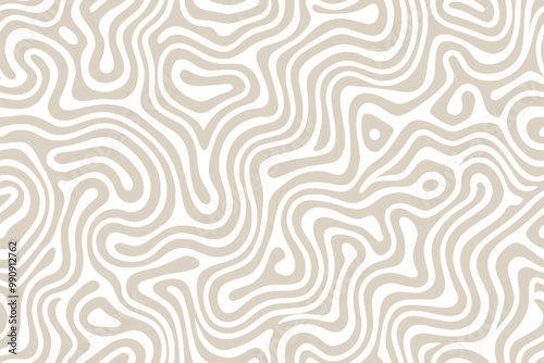 A minimalist abstract pattern featuring wavy lines in beige and white.
