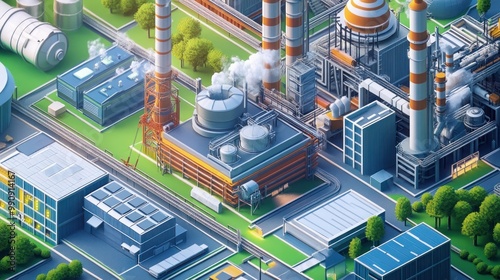 Model of plant in green city, engineering technologies, clean energy and care for environment