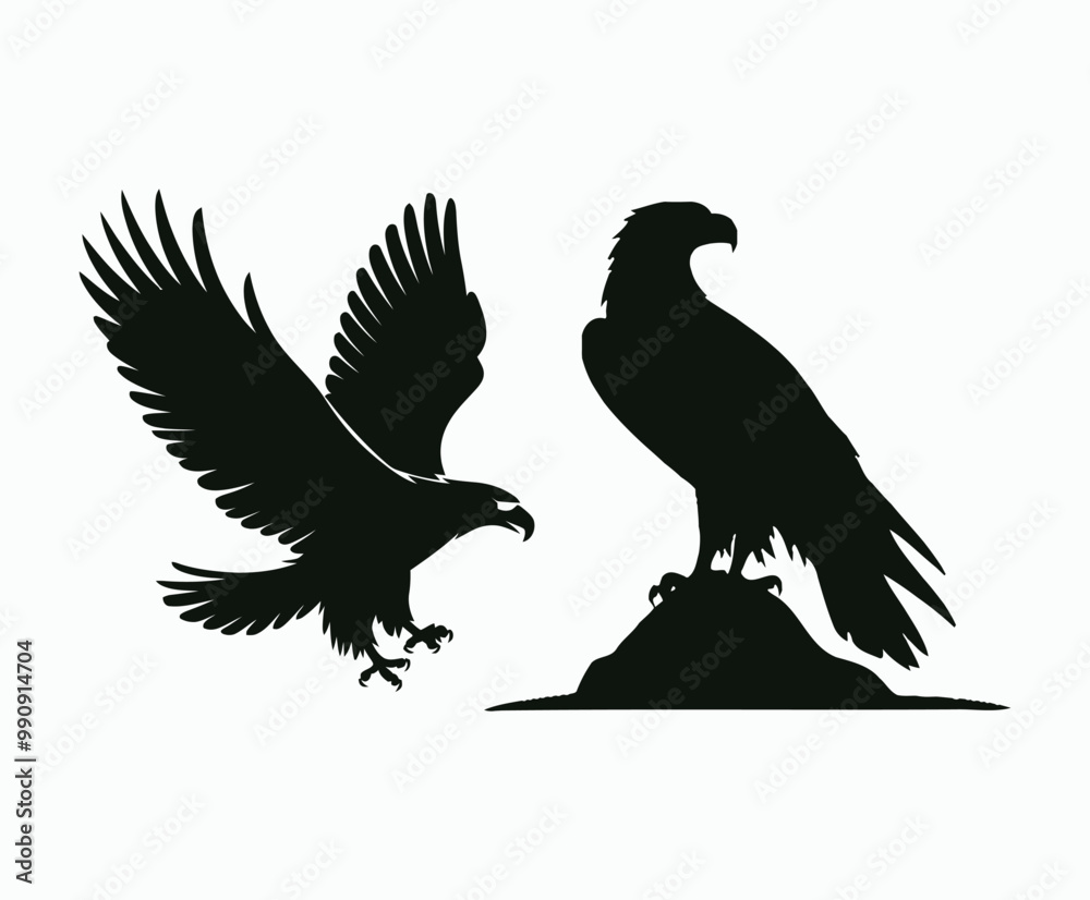 Golden eagle silhouette editable EPS vector isolated illustration template on a white background Golden eagle silhouette editable EPS vector isolated illustration template on a white background