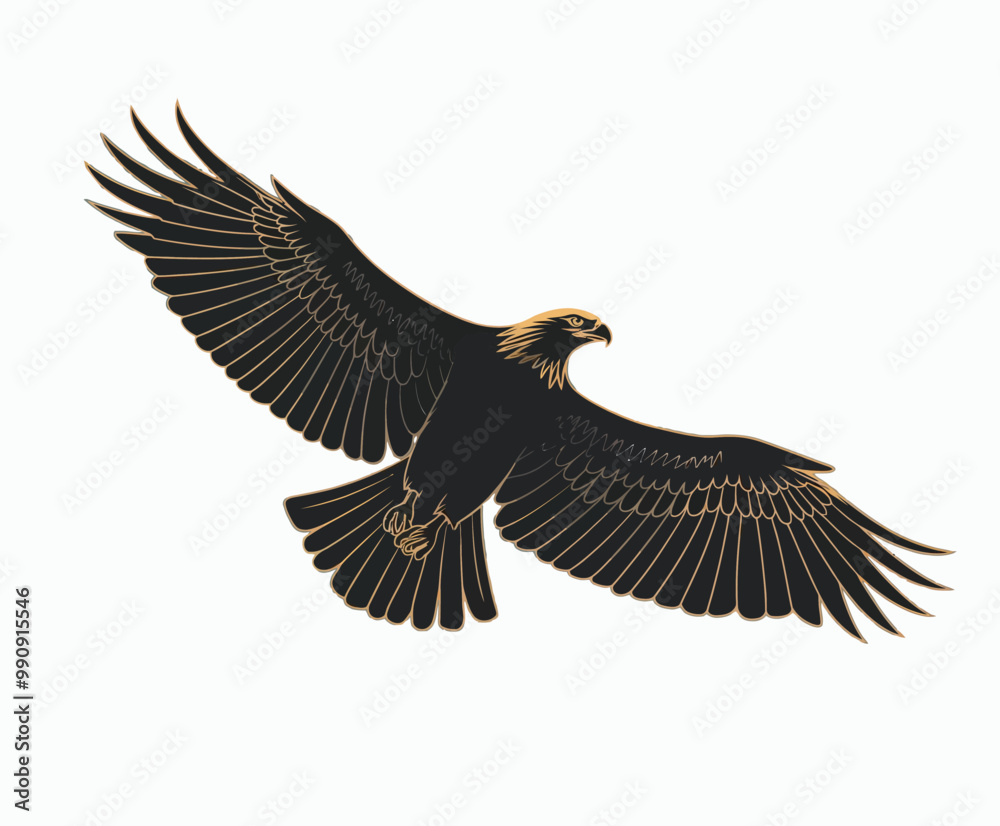 Golden eagle silhouette editable EPS vector isolated illustration template on a white background Golden eagle silhouette editable EPS vector isolated illustration template on a white background