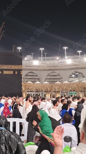 Mecca, Saudi Arabia on February 29, 2024. Umrah pilgrims performing tawaf surround the Kaaba. Some people pray and pray. The Grand Mosque area is still under renovation. Mataf. Hajj.