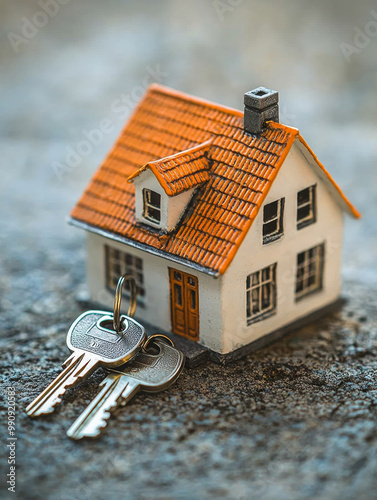 House and key combination, home buying theme