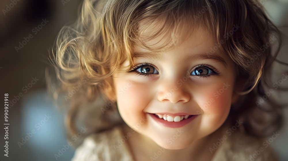 Captivating close up portrait of a joyful three year old child with a big genuine smile sparkling eyes and soft rosy cheeks basking in natural light that enhances their youthful innocence and pure Captivating close up portrait of a joyful three year old child with a big genuine smile sparkling eyes and soft rosy cheeks basking in natural light that enhances their youthful innocence and pure