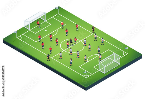 Football Soccer pitch Isometric vector illustration