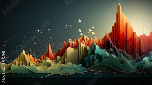 Abstract Mountainous Landscape with a Digital Art Style