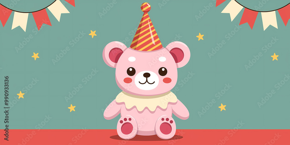 Fototapeta premium Birthday bear with stars