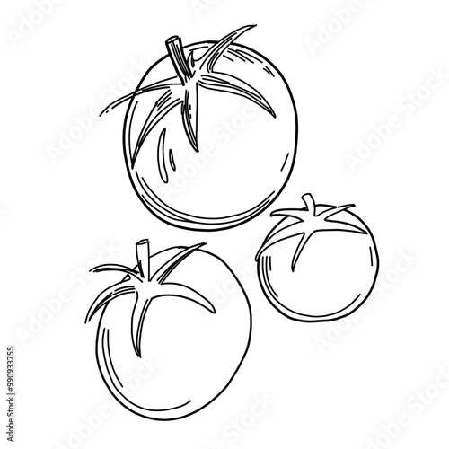 食べ物のシンプルなイラスト（トマト）