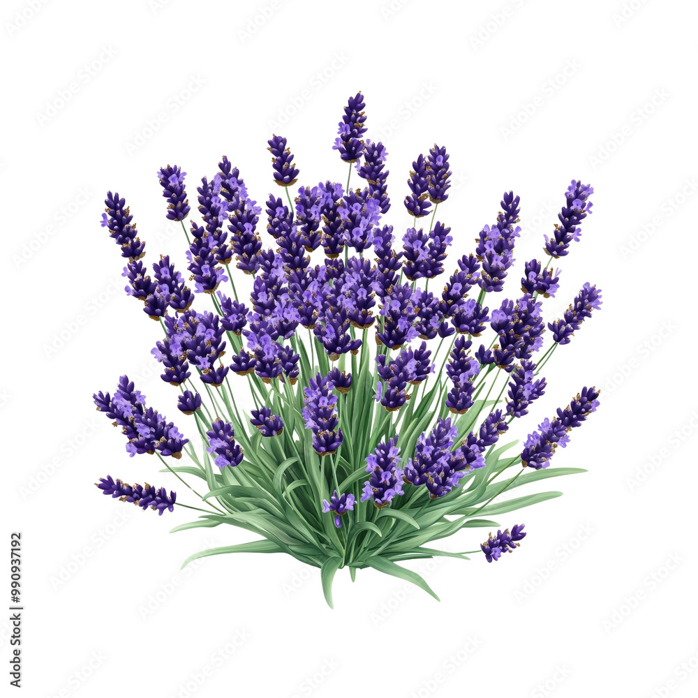 Fototapeta premium Lush Lavender Bush with Purple Flowers