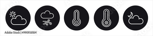 Weather icon set vector illustration. Weather conditions icons