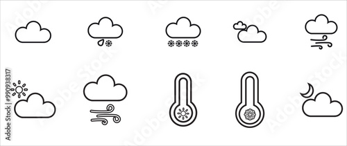 Weather icon set vector illustration. Weather conditions icons