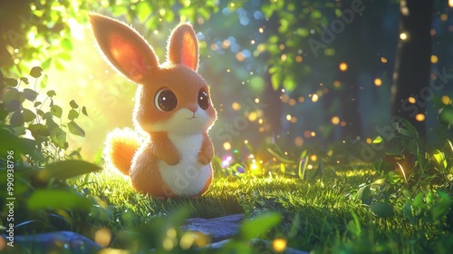 Adorable Kawaii Fantasy Creature in Vibrant Anime Style with Ray Tracing ::5 photo