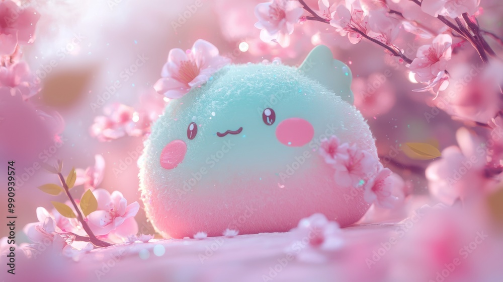 Whimsical Kawaii Fantasy Creature in Anime Style with Ray Tracing and Vibrant Colors Whimsical Kawaii Fantasy Creature in Anime Style with Ray Tracing and Vibrant Colors