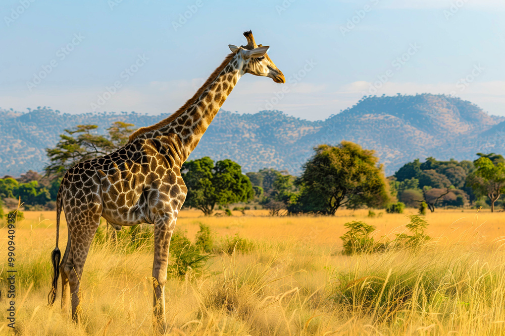 A large giraffe in a Africa National Park A large giraffe in a Africa National Park