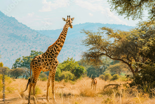 A large giraffe in a Africa National Park