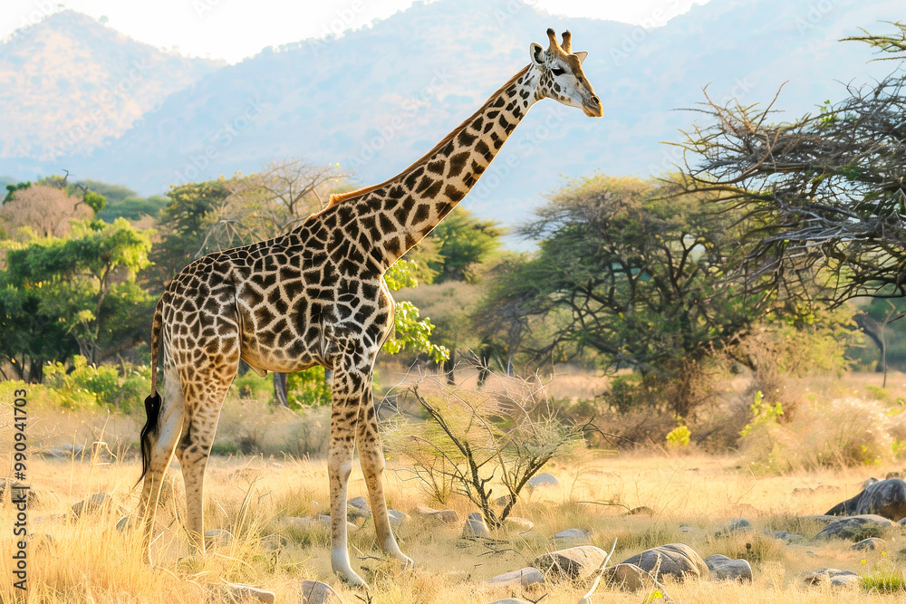 Obraz premium A large giraffe in a Africa National Park
