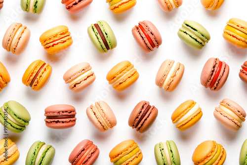 Wallpaper Mural Macaroons dessert pattern on white background top view copy space Torontodigital.ca