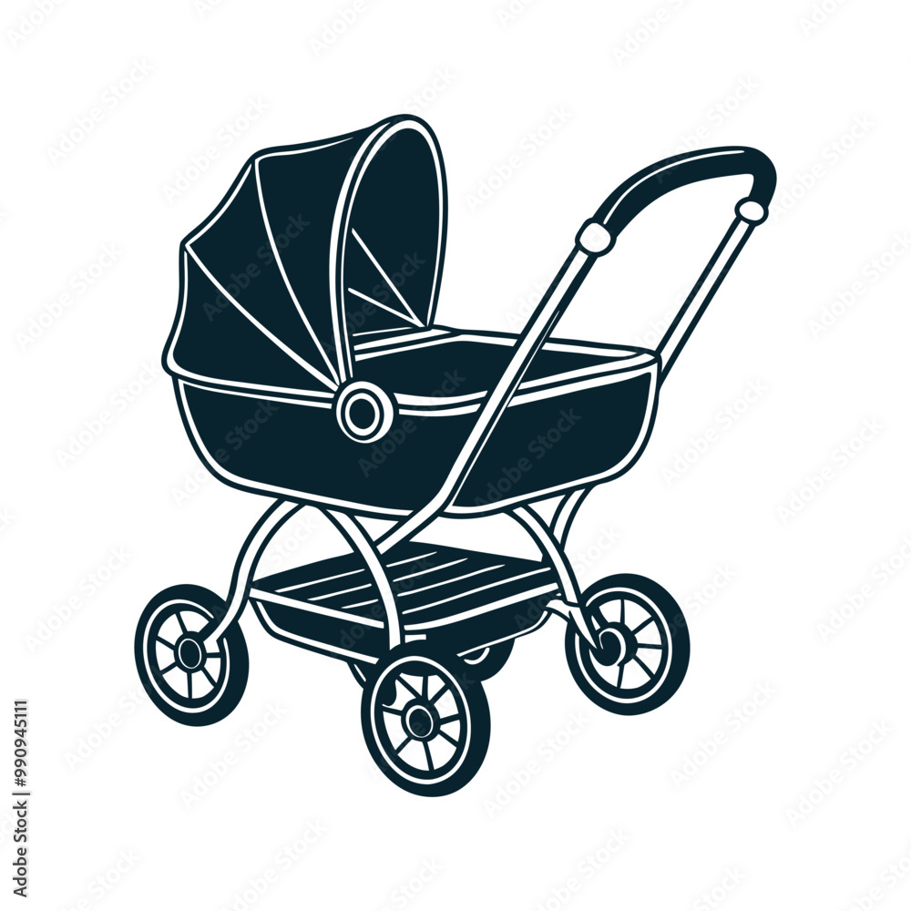 black baby carriage Baby Stroller silhouette for a newborn vector art illustration black baby carriage Baby Stroller silhouette for a newborn vector art illustration