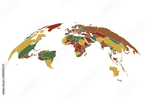 Curved world map on white background.world news and articles. Vector illustration.