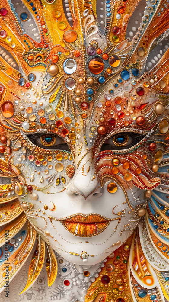 Obraz premium Face with carnival mask with attractive colors
