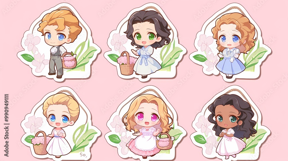 A set of charming anime girl illustrations, showcasing different outfits and expressions for digital use. A set of charming anime girl illustrations, showcasing different outfits and expressions for digital use.