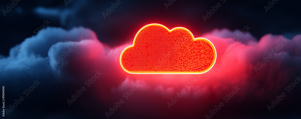 Abstract 3D cloud interface visualizing data storage and realtime deployment, glowing connections, hightech systems, data transfer Abstract 3D cloud interface visualizing data storage and realtime deployment, glowing connections, hightech systems, data transfer