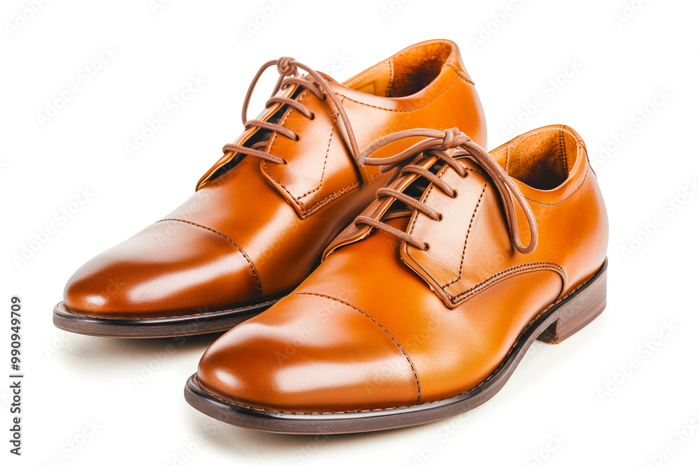 Men's classic brown leather shoes isolated on white background Men's classic brown leather shoes isolated on white background