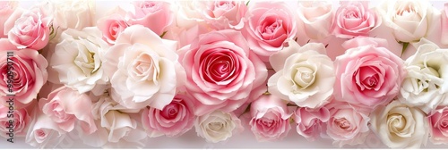 Floral Springtime Celebration Romantic Background Of Pink, Yellow, And White Fresh Rose Blossoms