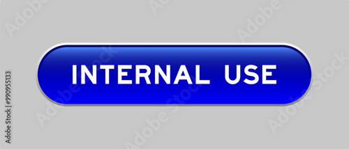 Blue color capsule shape button with word internal use on gray background