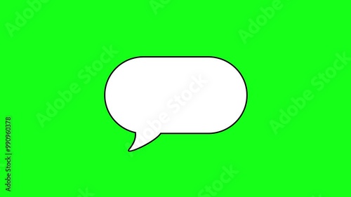 Animated speech bubble in the shape of an oval cloud with a white outline, chat balloon icon. The color scheme, the green background of the screen.