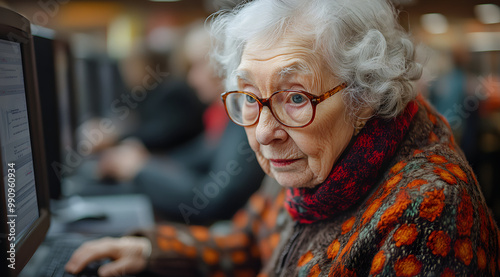 Elderly Individuals Learning Computer Skills in an Elderly Care Facility 