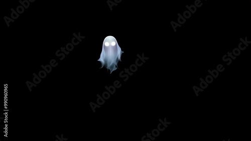 Halloween ghost on black background photo