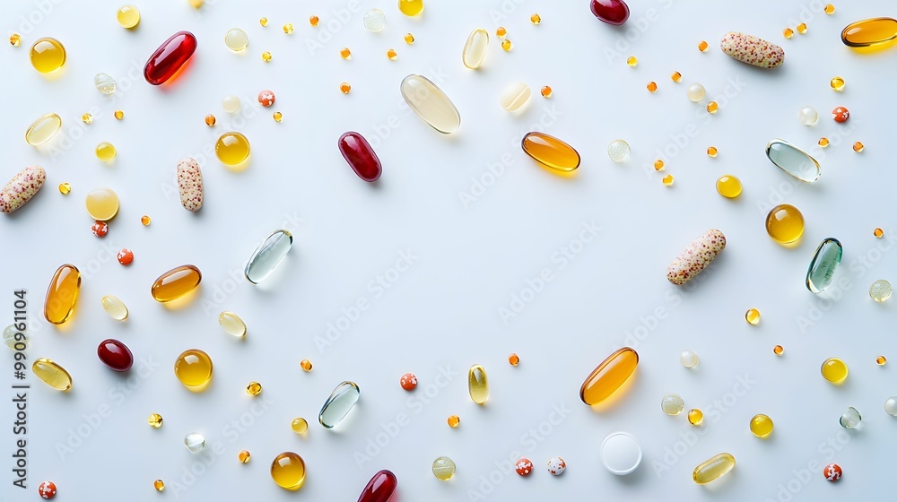 A collection of multicolored pills