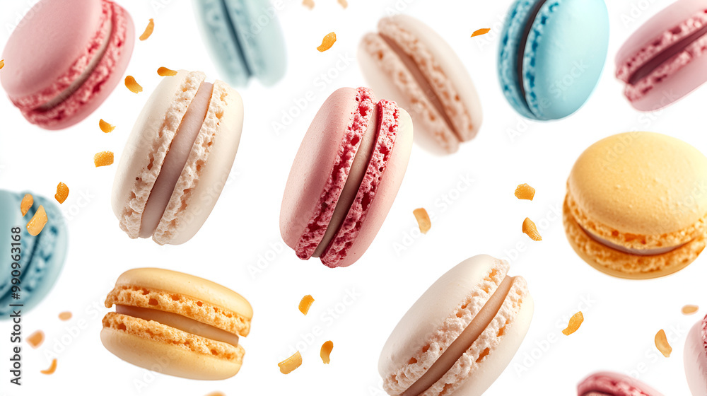 macaroons on white background