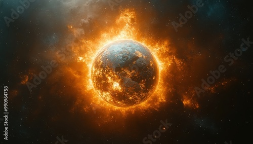 Champion of destruction as Earth burns in cosmic chaos during cataclysmic event