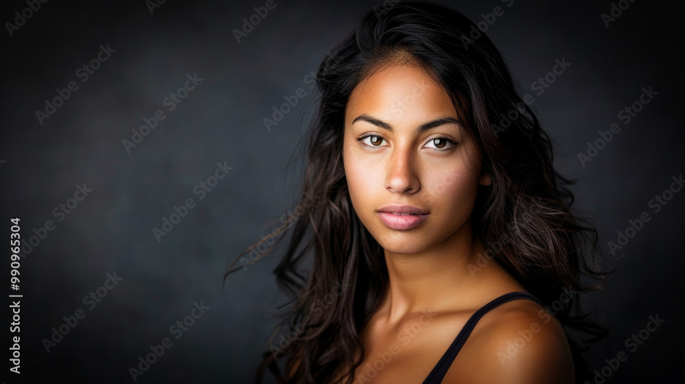 A beautiful young woman model against a dark background, with space for text A beautiful young woman model against a dark background, with space for text