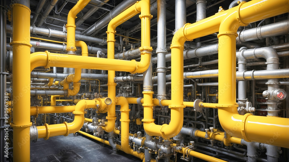Yellow pipes network in an industrial facility