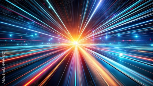 Colorful light speed burst, abstract energy explosion with motion blur