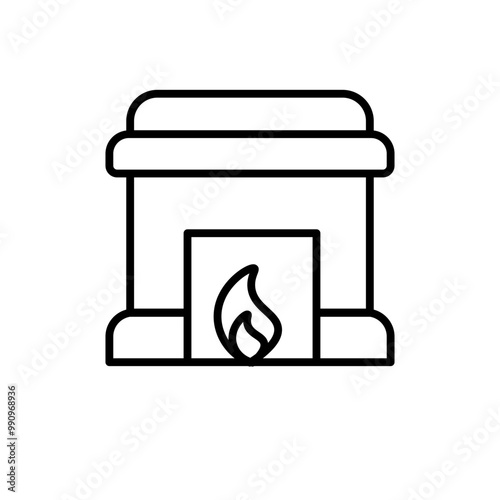 fireplace line icon