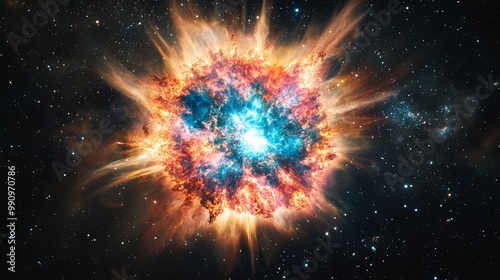 Stunning Celestial Supernova Eruption, Radiant Light Bursts and Shockwaves Expanding in the Cosmos, Space Phenomenon