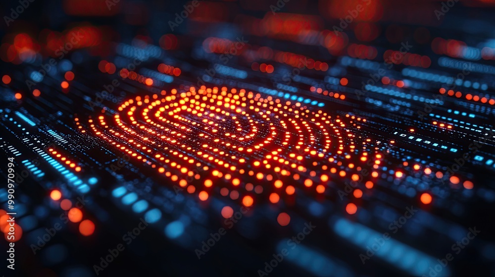 A binary-themed digital fingerprint security concept, emphasizing data protection and technological innovation. A binary-themed digital fingerprint security concept, emphasizing data protection and technological innovation.