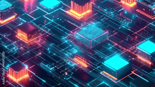 A visual representation of blockchain transactions, with digital tokens and data moving through a secure, virtual environment