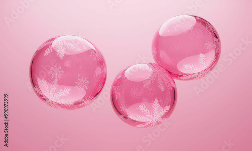 Pink Spheres with Snowflake Designs