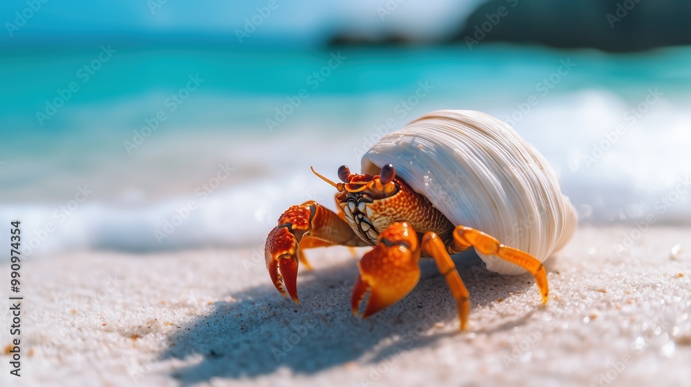 Closeup of a hermit crab on a tropical beach Closeup of a hermit crab on a tropical beach
