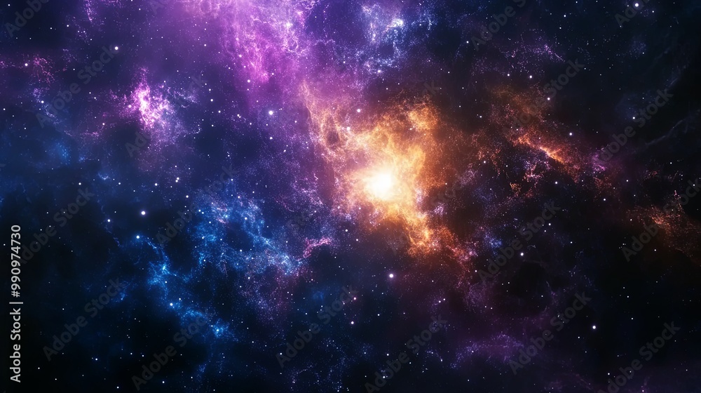 Naklejka premium Stunning Celestial Supernova Eruption, Radiant Light Bursts and Shockwaves Expanding in the Cosmos, Space Phenomenon