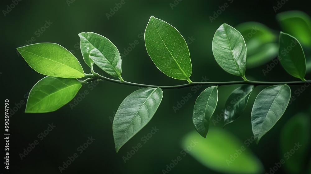 Fresh green leaves on a branch Fresh green leaves on a branch