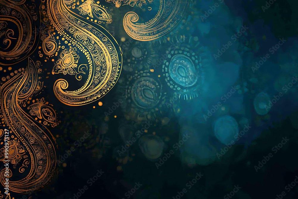 Traditional Diwali background with intricate paisley patterns in gold and maroon Traditional Diwali background with intricate paisley patterns in gold and maroon
