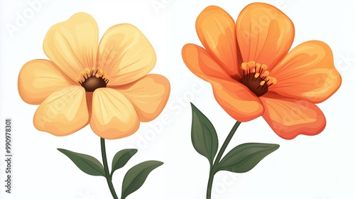 a drawing of flowers with a red and yellow color