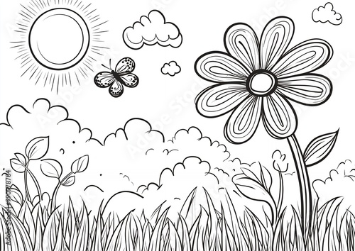 a drawing of a sunflower and the sun