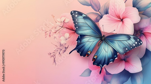 a butterfly with pink flowers 